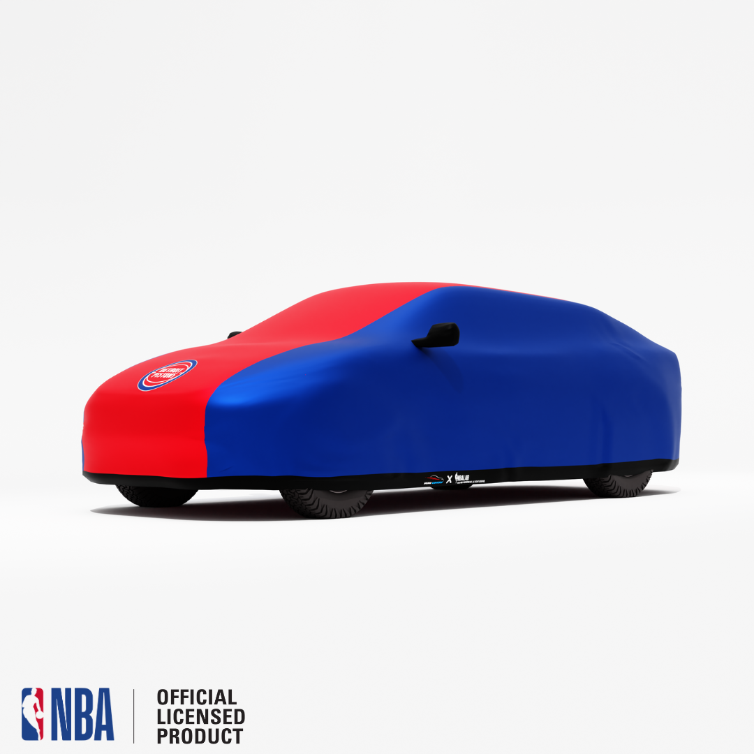 Officially Licensed Detroit Pistons 2 Tone Car Covers – Indoor & Outdoor | NBA Protection | HeroCovers