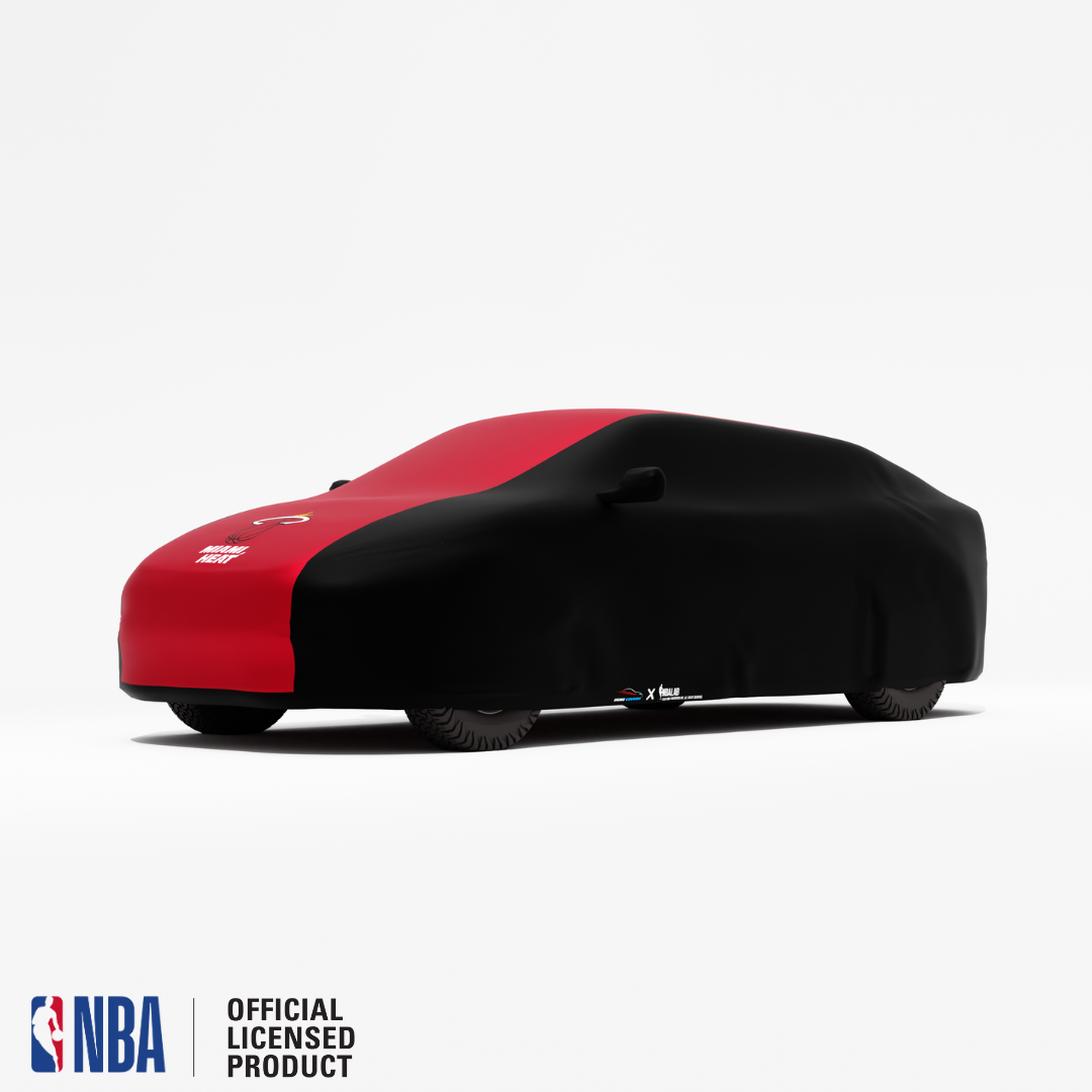 Officially Licensed Miami Heat 2 Tone Car Covers – Indoor & Outdoor | NBA Protection | HeroCovers