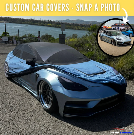 Personalized Tesla Car Covers - Custom Realistic Design, Fits Like a Glove, Indoor Protection, Weatherproof, Tailored Fit - By HeroCovers