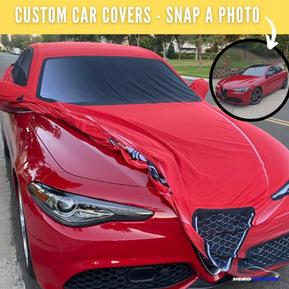 Personalized Alfa Romeo Car Cover - Custom Realistic Design, Fits Like a Glove, Indoor Protection, Weatherproof, Tailored Fit - HeroCovers