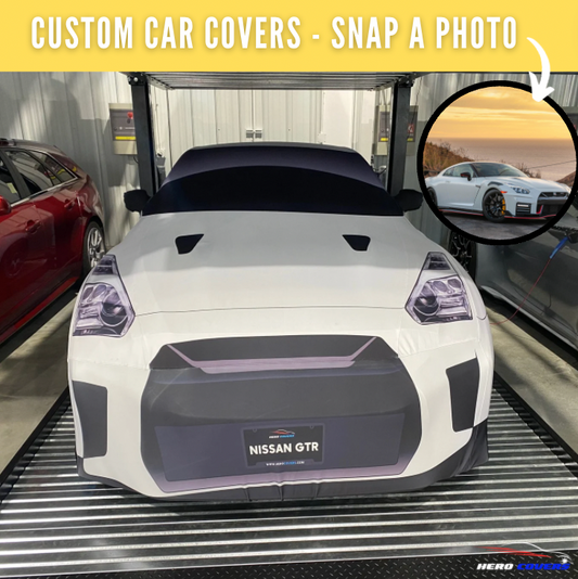 Personalized Nissan GTR Car Cover - Custom Realistic Design, Fits Like a Glove, Indoor Protection, Weatherproof, Tailored Fit - HeroCovers