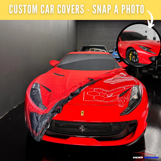 Personalized Ferrari 812 Superfast Car Covers - Custom Realistic Design, Fits Like a Glove, Indoor Protection, Weatherproof, Tailored Fit - By HeroCovers